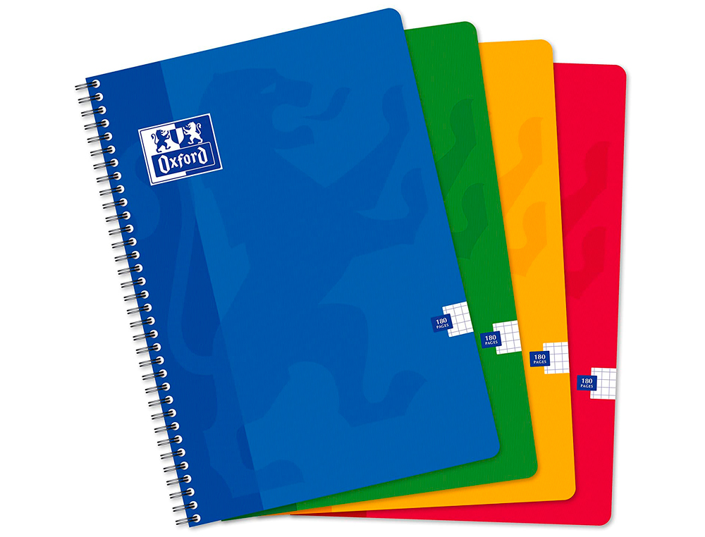 CAHIER SPIRALE OXFORD COUVERTURE CARTONNE RELIURE INTGRALE OPTIK PAPER A4 21X29,7CM 180 PAGES 90G 5X5MM 4 TROUS