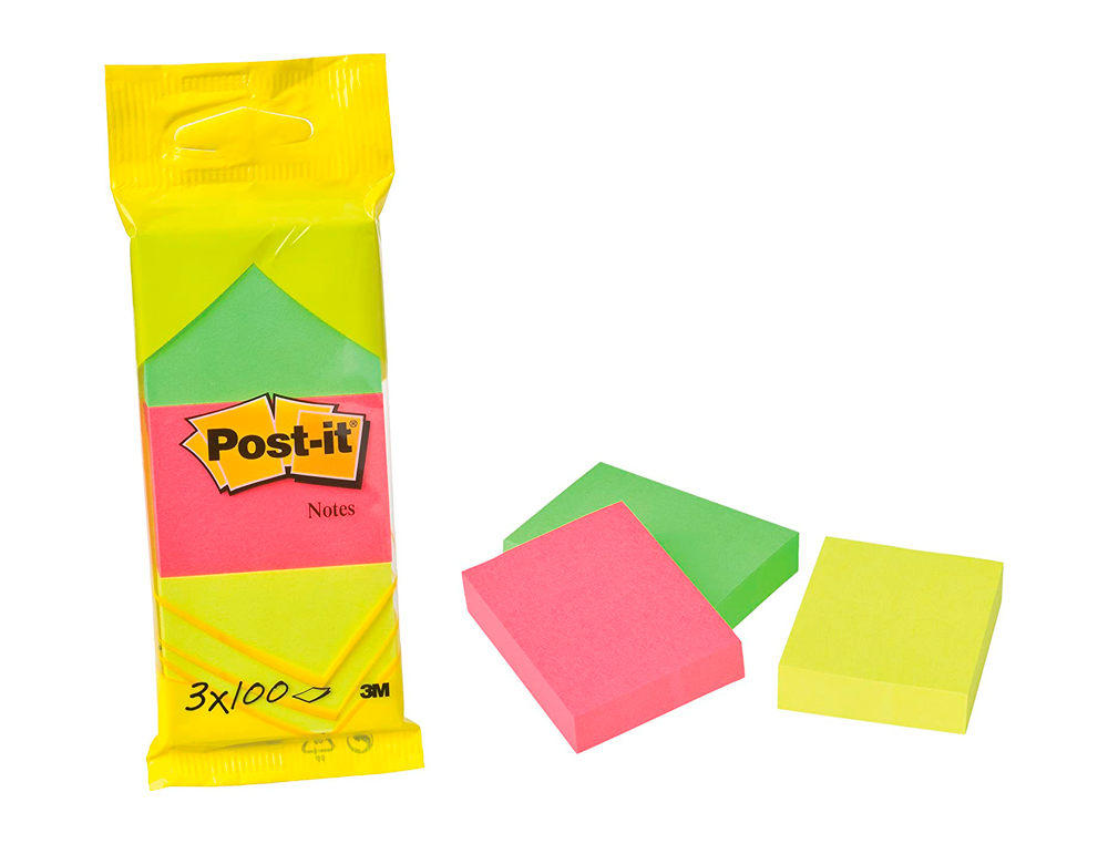 BLOC-NOTES POST-IT COULEURS NERGIQUES 51X38MM 100F REPOSITIONNABLES 5 COLORIS ASSORTIS 12 BLOCS