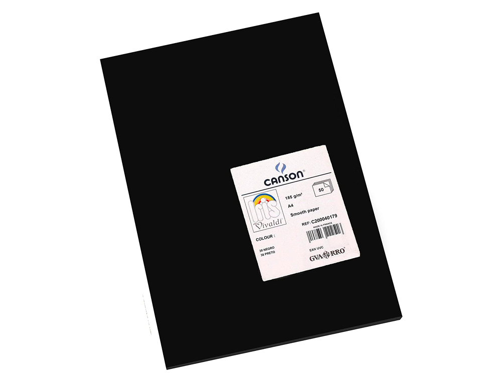 PAPIER DESSIN CANSON VIVALDI N626 50X65CM 120G/M2 OFFSET UNICOLORE NOIR