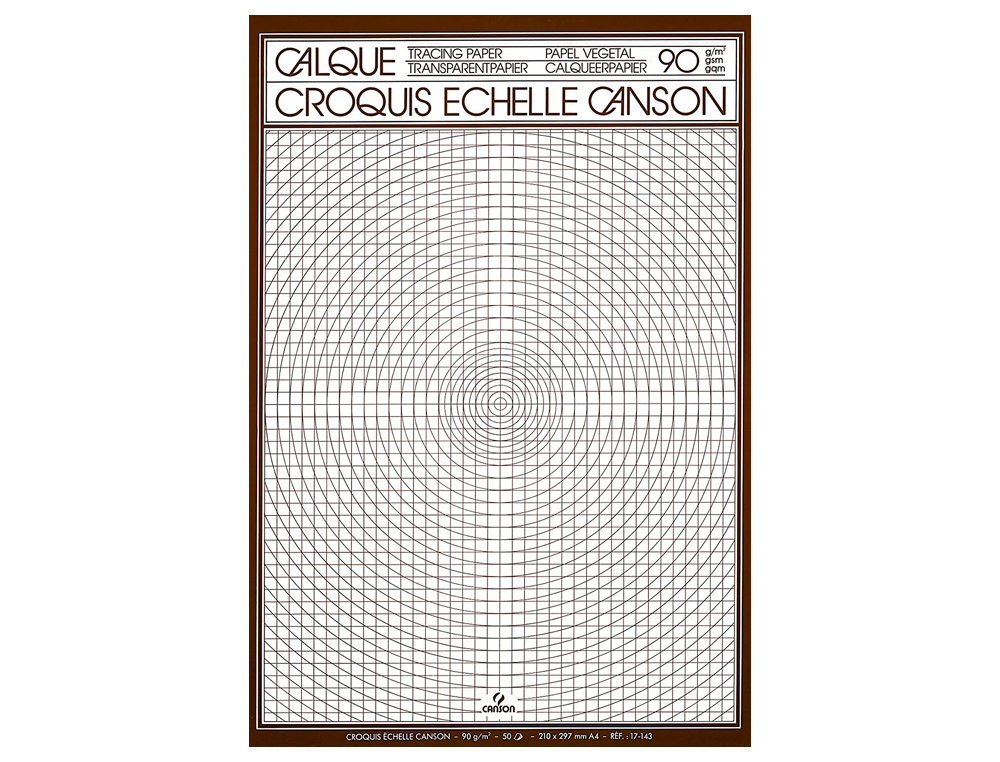 BLOC PAPIER CALQUE CANSON A3 CROQUIS CHELLE 5X5MM 2 GOMMAGES DESSIN TECHNIQUE LAYOUT FEUTRE CRAYON COULEUR 90/95G 50F
