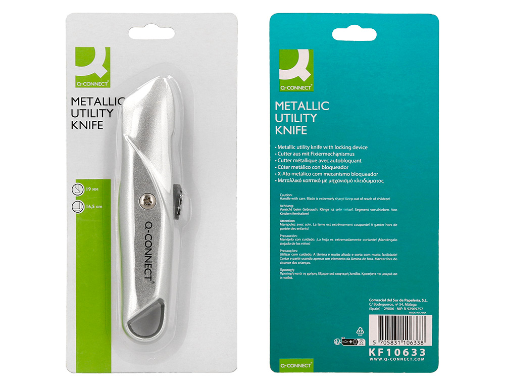 CUTTER XD-53 Q-CONNECT EN METAL LAME 18MM RECTRACTABLE  MECANISME DE BLOCAGE