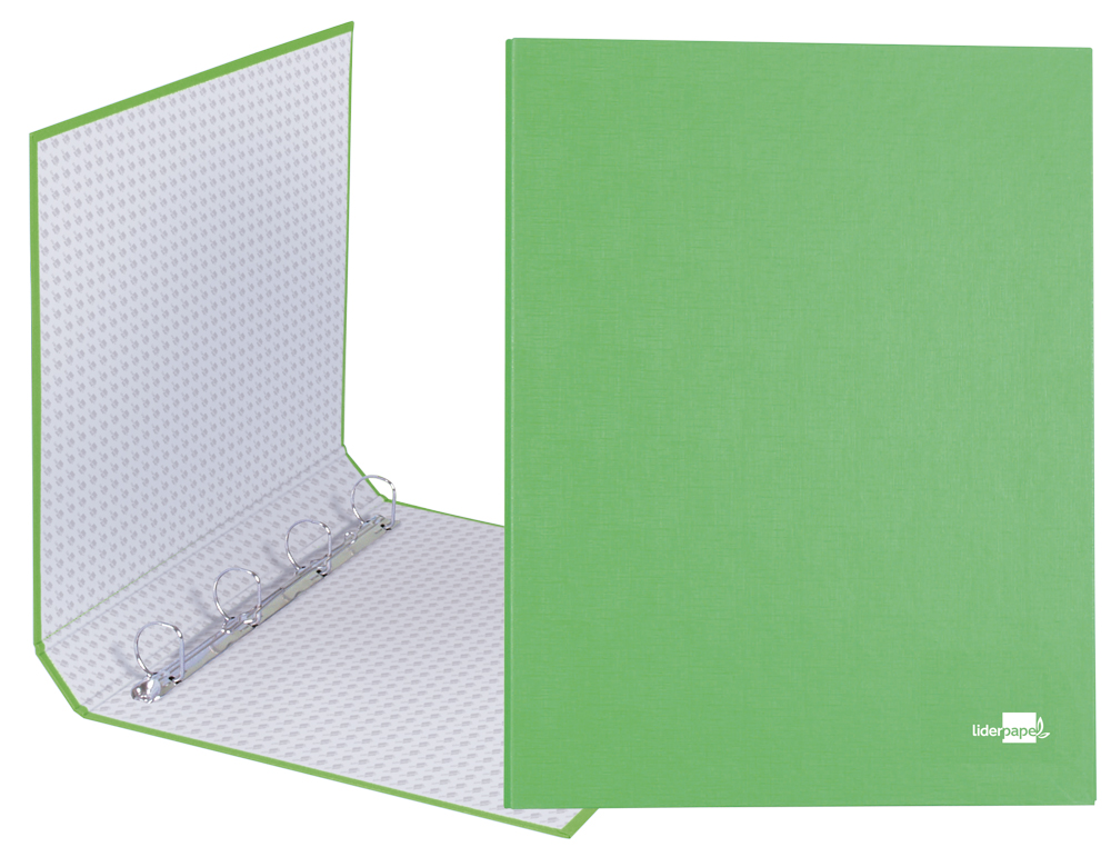 CLASSEUR LIDERPAPEL 4 ANNEAUX RONDS 25MM A4+ CARTON REMBORDÉ PAPER COAT COLORIS VERT CLAIR