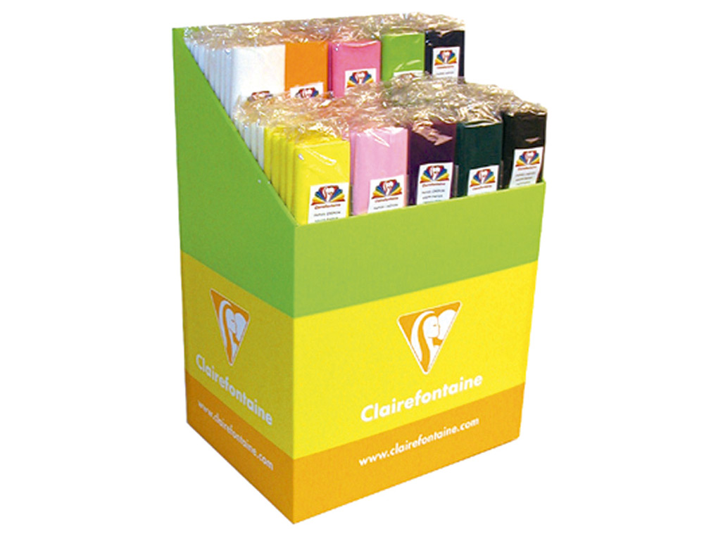 PAPIER CRÉPON CLAIREFONTAINE DENSITÉ CRÊPAGE 75% 40G/M2 50CMX2.5M COLORIS ASSORTIS VIFS ET PASTEL