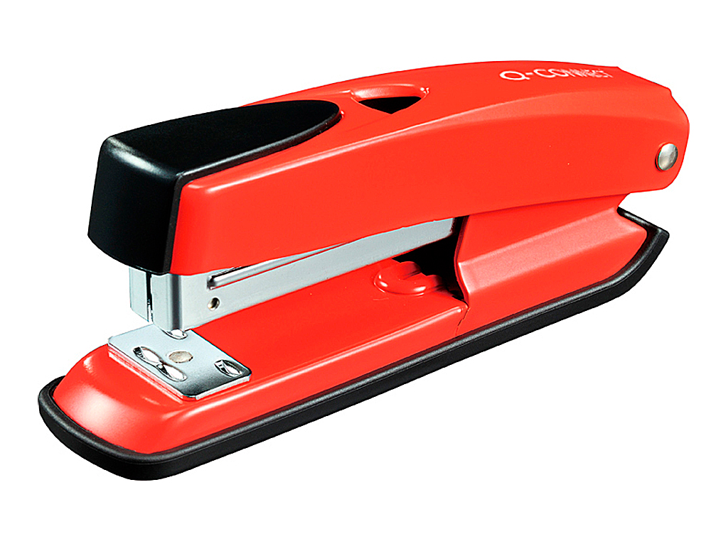 AGRAFEUSE BUREAU Q-CONNECT ÉCONOMIQUE PLASTIQUE 34X50X135MM 20 FEUILLES AGRAFES 24/6 ET 26/6 STRIP HALF COLORIS ROUGE