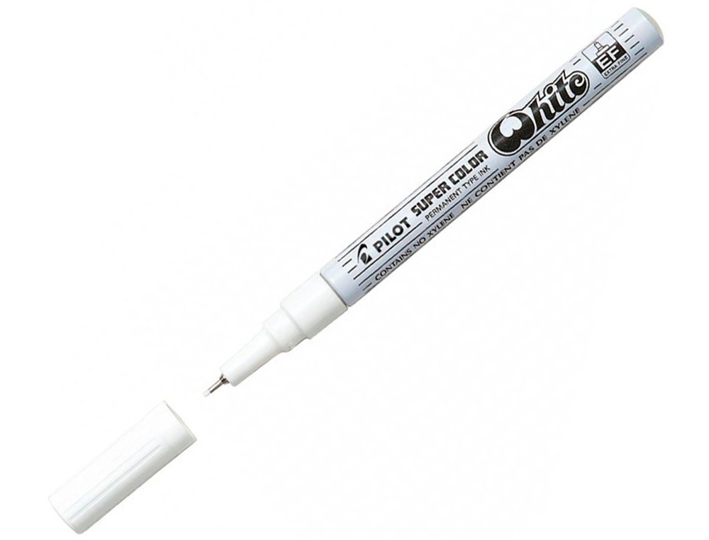 MARQUEUR PILOT FEUTRE PERMANENT ENCRE MTALLIQUE POINTE NON BISEAUTE EXTRA FINE POLYACTATE 0.5MM BLANC
