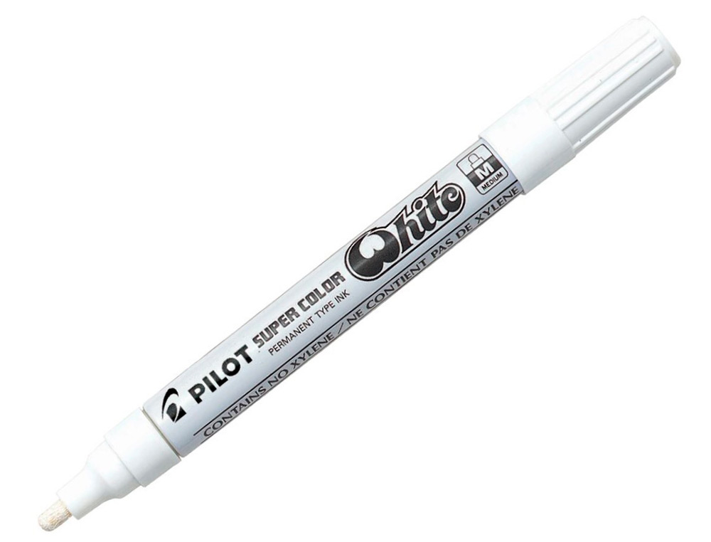 MARQUEUR PILOT FEUTRE PERMANENT ENCRE MTALLIQUE POINTE NON BISAUTE MEDIUM POLYACTATE 4.5MM BLANC