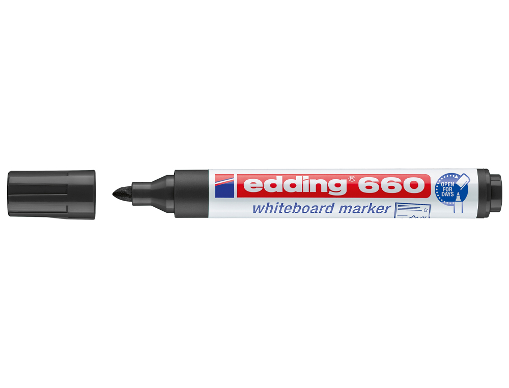MARQUEUR EDDING E660 TABLEAU BLANC RECHARGEABLE POINTE OGIVE TRAC 1.5/3MM ENCRE CAP-OFF PIGMENTE NON TOXIQUE NOIR