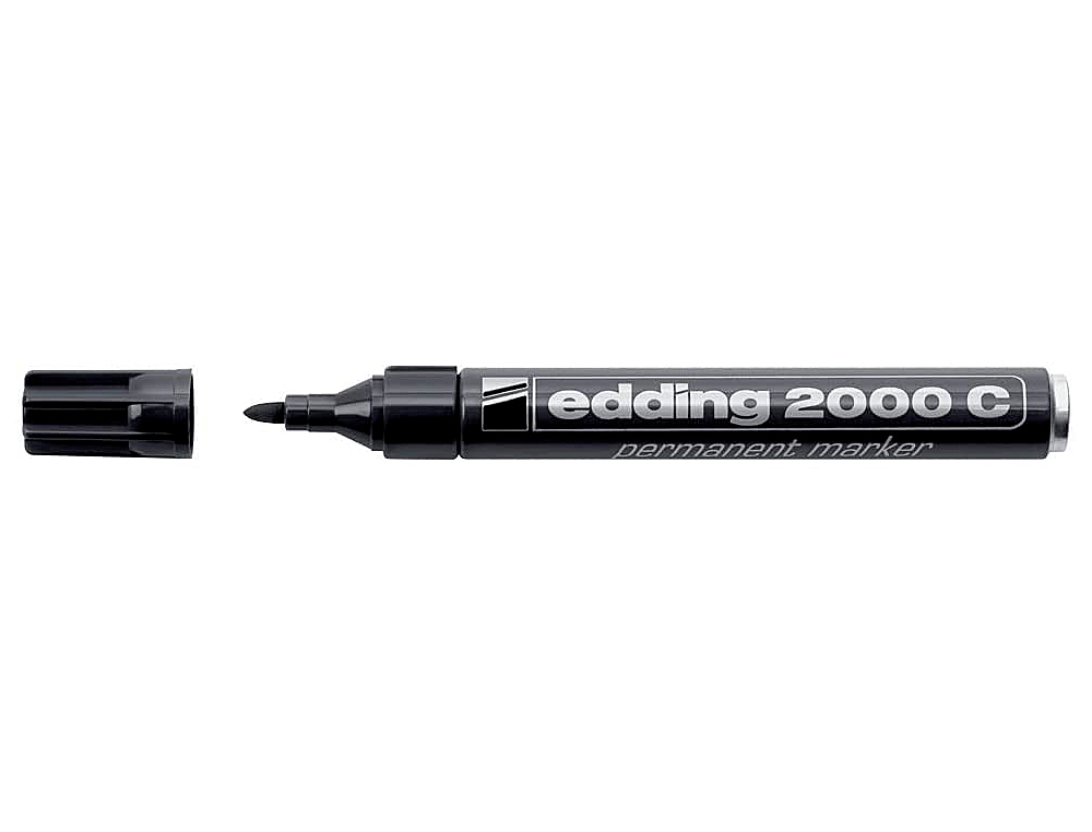 MARQUEUR EDDING PERMANENT E2000C POINTE OGIVE TRAC 1.5/3MM CORPS ALUMINIUM ENCRE FAIBLE ODEUR SCHAGE RAPIDE NOIR