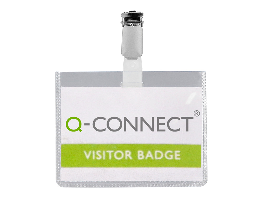 BADGE Q-CONNECT PVC CLIP BRISTOL BLANC IDAL CONFRENCES RUNIONS RCEPTIONS 90X60MM
