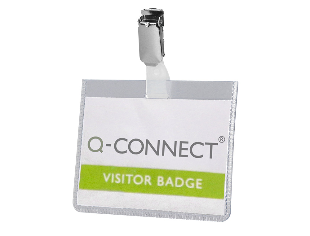 BADGE Q-CONNECT PVC CLIP BRISTOL BLANC IDAL CONFRENCES RUNIONS RCEPTIONS 90X60MM