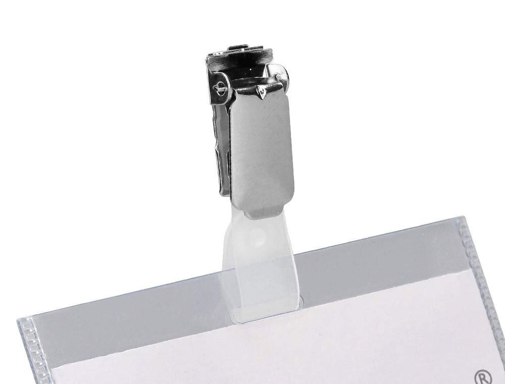 BADGE Q-CONNECT PVC CLIP BRISTOL BLANC IDAL CONFRENCES RUNIONS RCEPTIONS 90X60MM