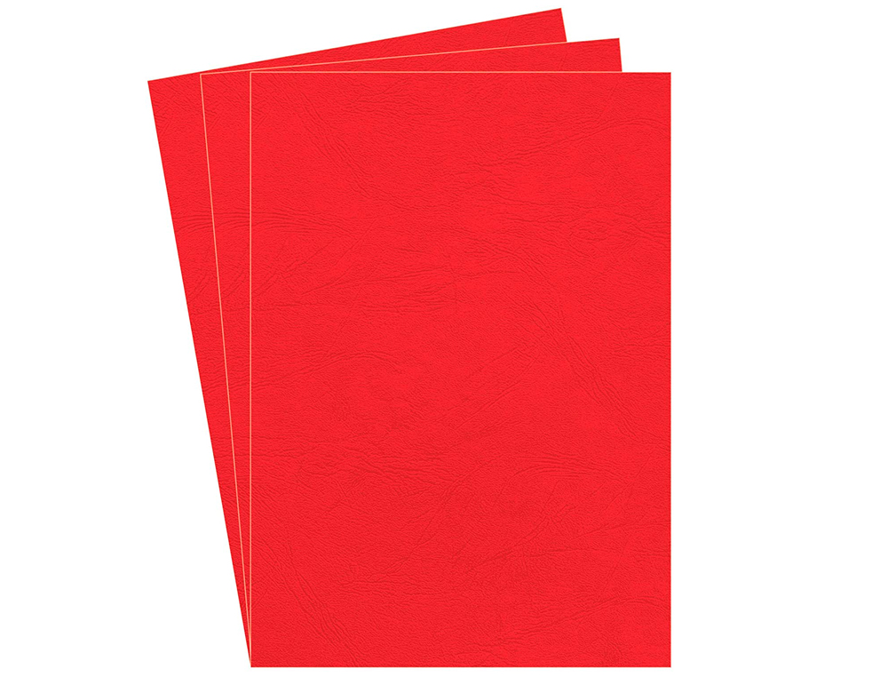 COUVERTURE FELLOWES GRAIN CUIR 250G FORMAT A4 COLORIS ROUGE PAQUET 100 UNITS