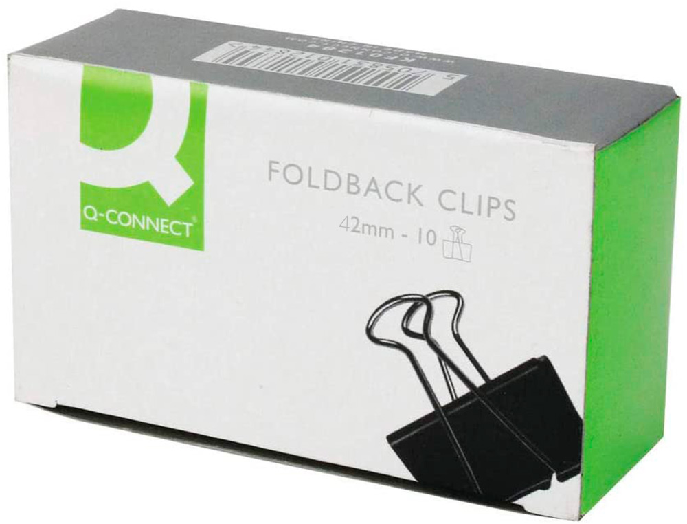PINCE Q-CONNECT DOUBLE CLIP LARGEUR 42MM COLORIS NOIR     BOITE CARTON 10 UNITES