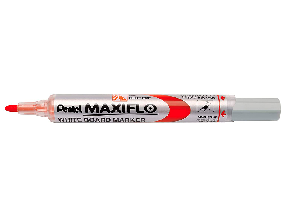 MARQUEUR PENTEL MAXIFLO EFFAABLE TABLEAU BLANC POINTE CONIQUE TRAC 1,6MM CRITURE 1000M CORPS PLASTIQUE RECYCL ROUGE