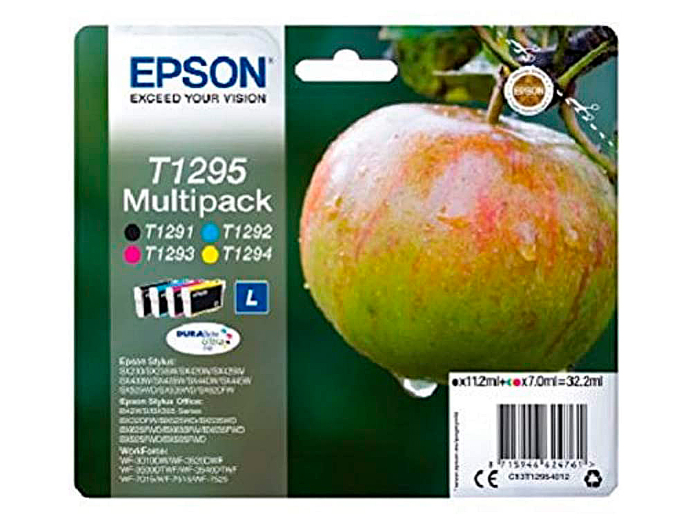 CARTOUCHE EPSON T1295 JET D'ENCRE C13T12954010 PACK 4 ENCRES