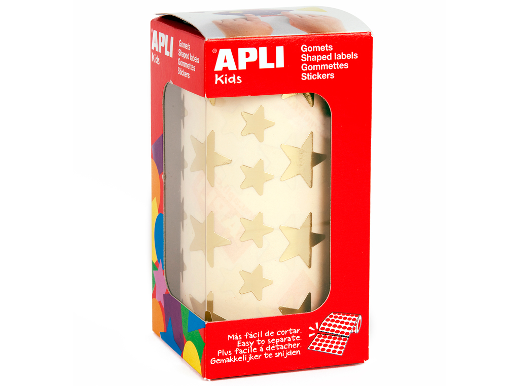 GOMMETTE MÉTALLISÉE APLI AGIPA ÉTOILE COLORIS OR ROULEAU 2360 UNITÉS