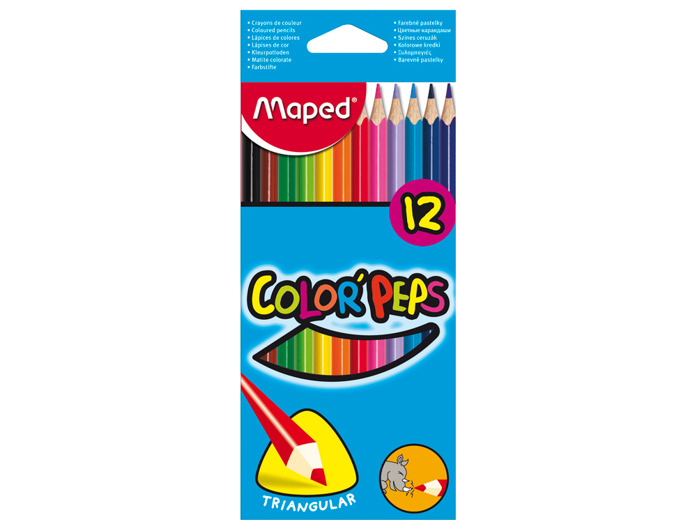 CRAYON COULEUR MAPED COLOR PEP'S TRIANGULAIRE MINE TENDRE RSISTANTE SANS CHARDE COLORIS LUMINEUX TUI CARTON 12U