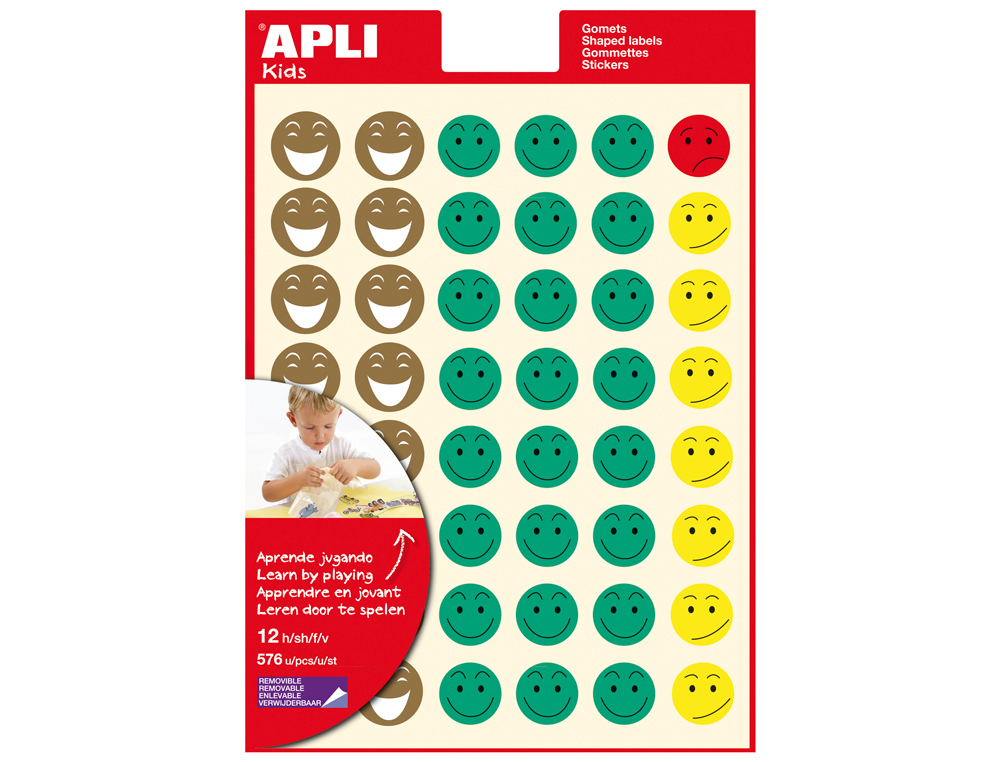 GOMMETTE SOURIRE APLI AGIPA REPOSITONNABLE POCHETTE 576 UNITS