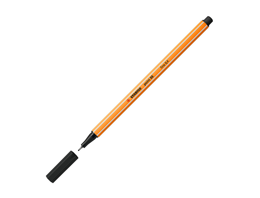 STYLO-FEUTRE STABILO POINT 88 CRITURE FINE 0.4MM 1000M POINTE GAINE MTAL CORPS HEXAGONAL COLORIS NOIR