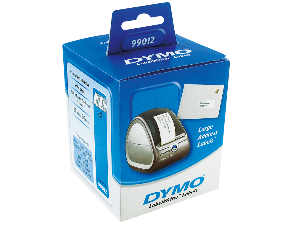 ROULEAU TIQUETTES DYMO LABEL WRITER 36X89MM 260 TIQUETTES 2 ROULEAUX SUPPORT PAPIER