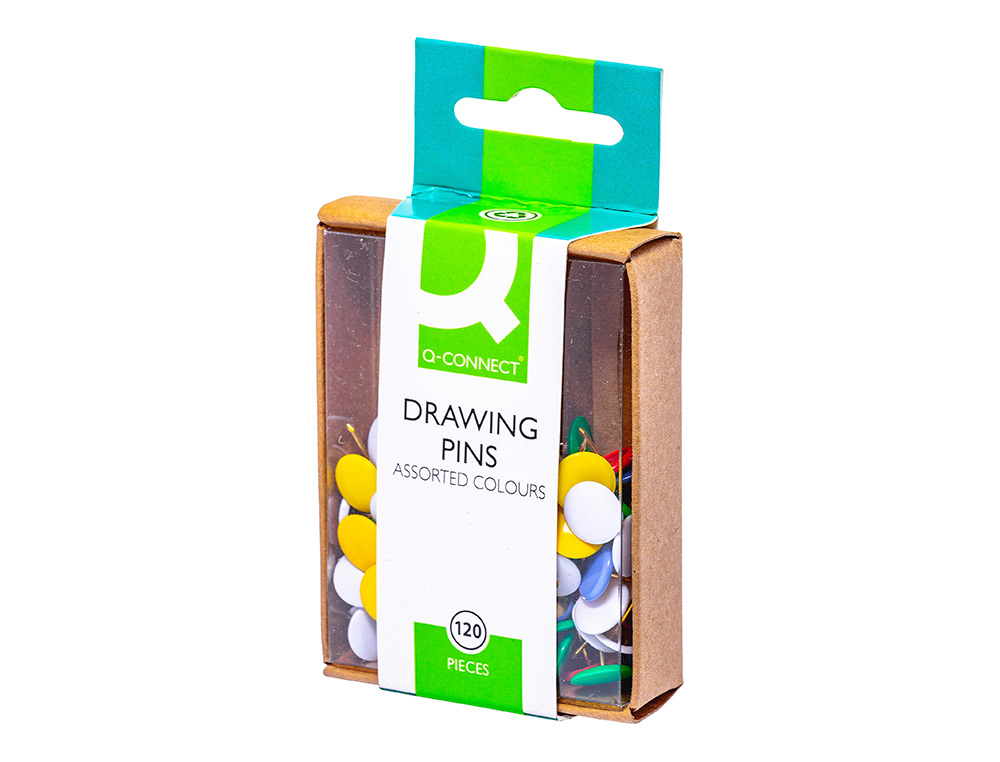 PUNAISE Q-CONNECT DIAMTRE 10MM COLORIS ASSORTIS BOTE PLASTIQUE 120 UNITS
