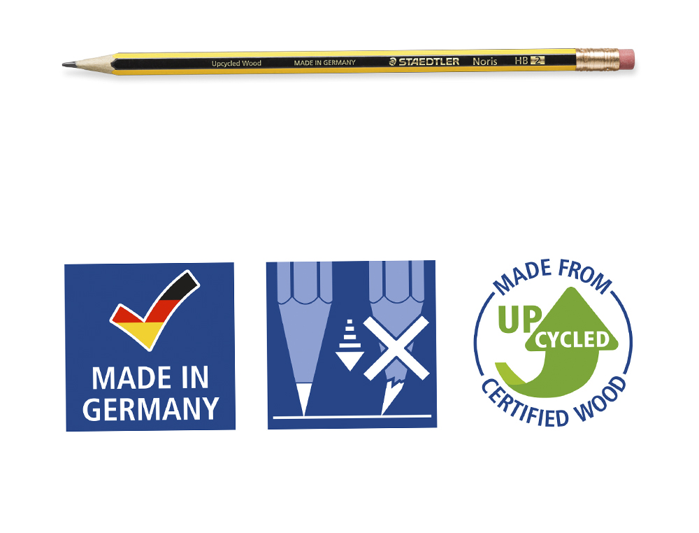 CRAYON GRAPHITE STAEDTLER NORIS 120 HB HEXAGONAL MINE 2MM TRS RSISTANTE EMBOUT GOMME