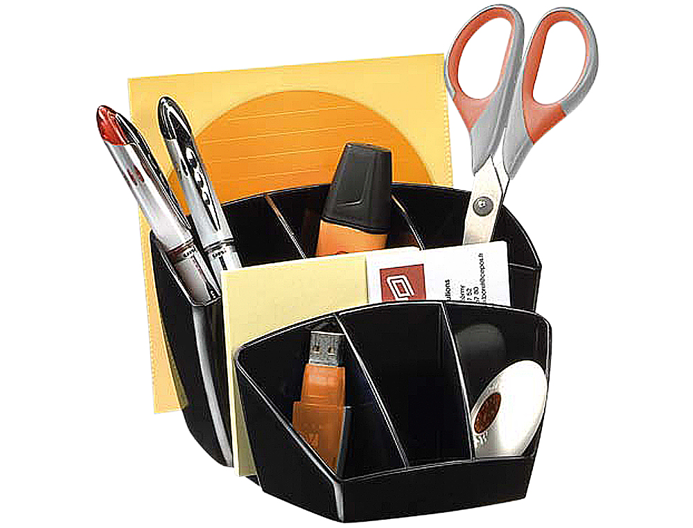 POT MULTIFONCTIONS CEP POLYSTYRNE ANTICHOC BRILLANT 8 COMPARTIMENTS 143X93X158MM COLORIS NOIR
