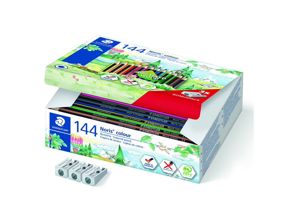 CRAYON WOPEX STAEDTLER NORIS COLOUR 185 ULTRA-RÉSISTANT COLORIS ASSORTIS COFFRET ÉCOLE 144 UNITÉS