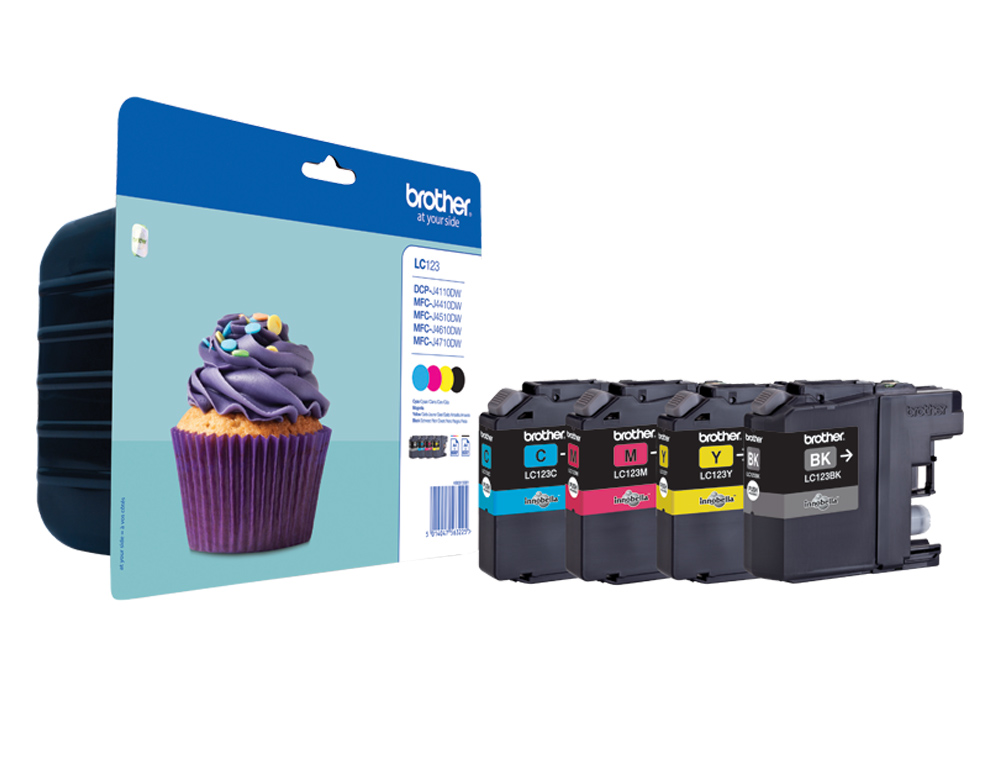 CARTOUCHE BROTHER JET D'ENCRE LC123VALBP PACK 4 ENCRES NOIR/CYAN/MAGENTA/JAUNE
