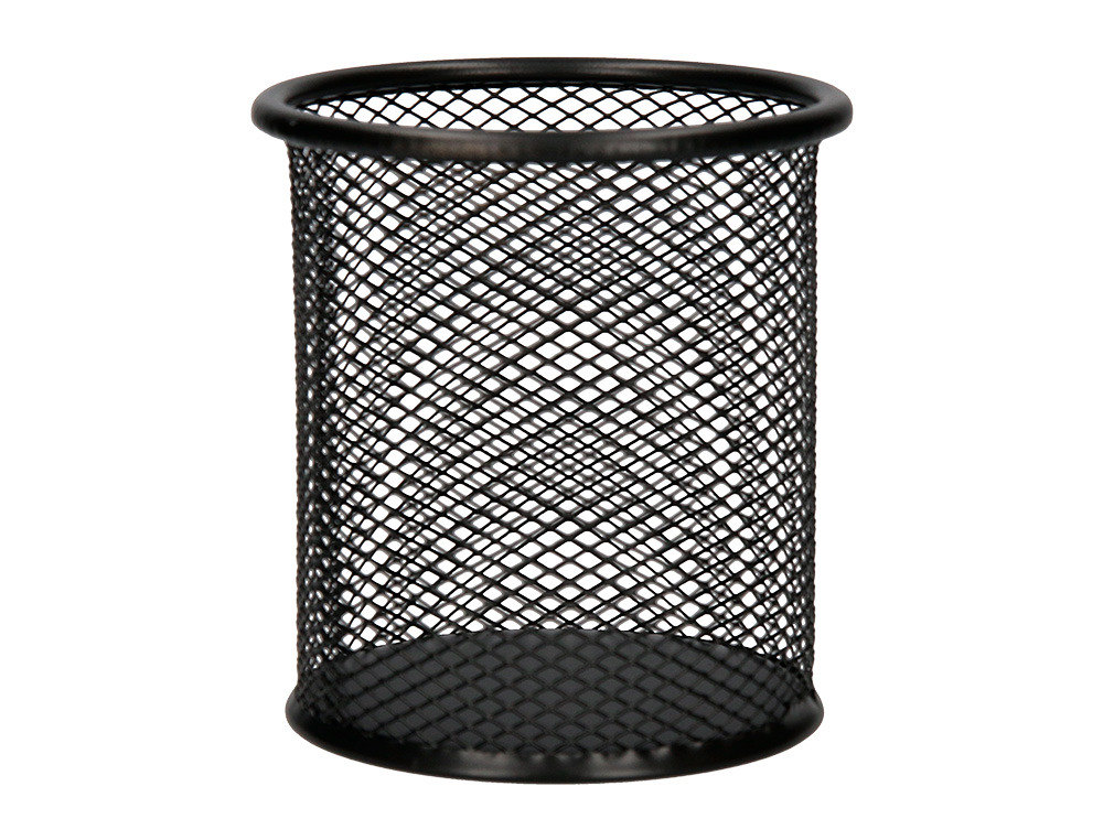 POT À CRAYONS Q-CONNECT MAILLE MÉTALLIQUE HAUTEUR 105MM DIAMÈTRE 86MM COLORIS NOIR