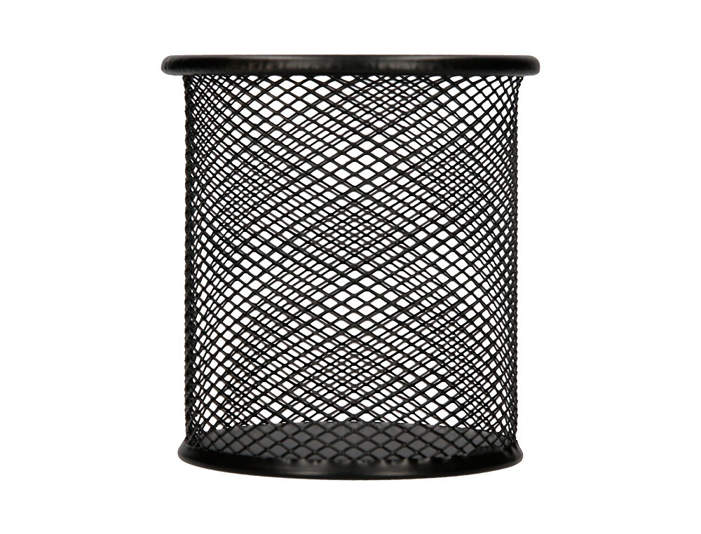 POT À CRAYONS Q-CONNECT MAILLE MÉTALLIQUE HAUTEUR 105MM DIAMÈTRE 86MM COLORIS NOIR