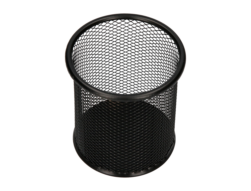 POT À CRAYONS Q-CONNECT MAILLE MÉTALLIQUE HAUTEUR 105MM DIAMÈTRE 86MM COLORIS NOIR