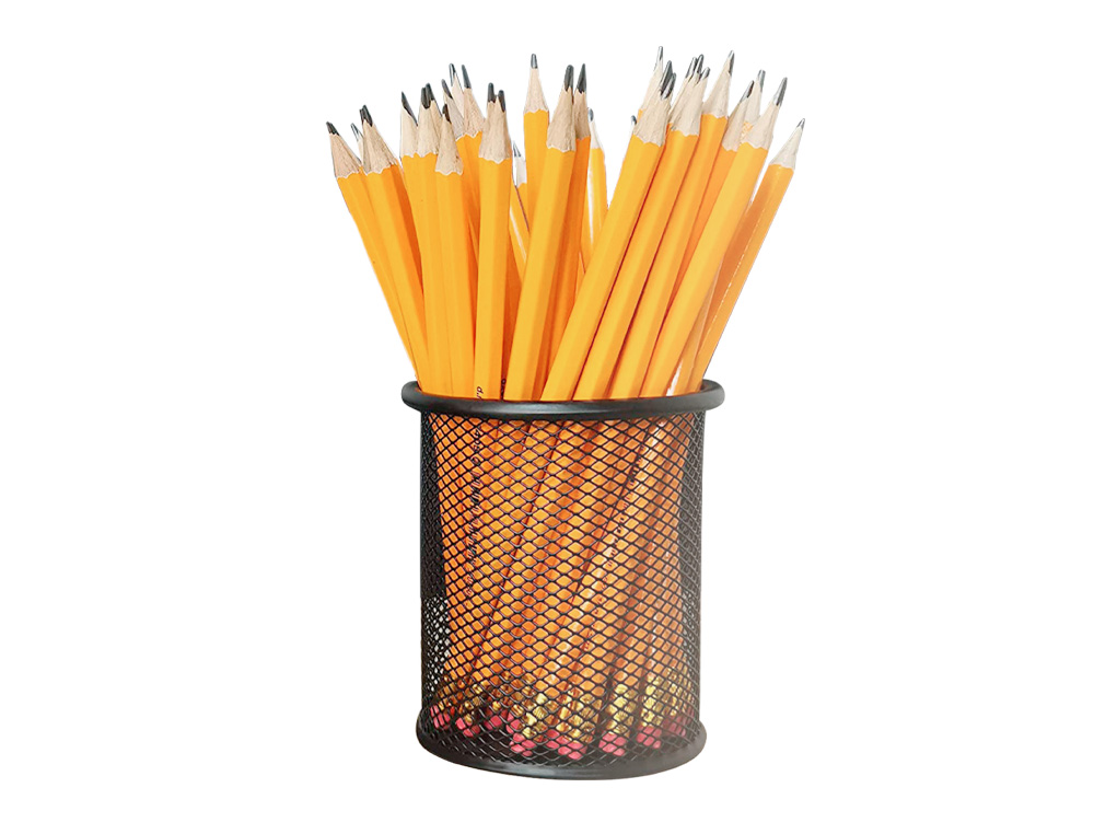 POT À CRAYONS Q-CONNECT MAILLE MÉTALLIQUE HAUTEUR 105MM DIAMÈTRE 86MM COLORIS NOIR