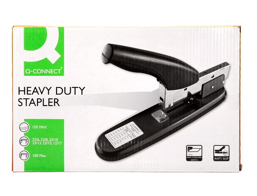 AGRAFEUSE Q-CONNECT GRANDE CAP ACIT CONOMIQUE CAPACIT 150F COLORIS NOIR MTAL