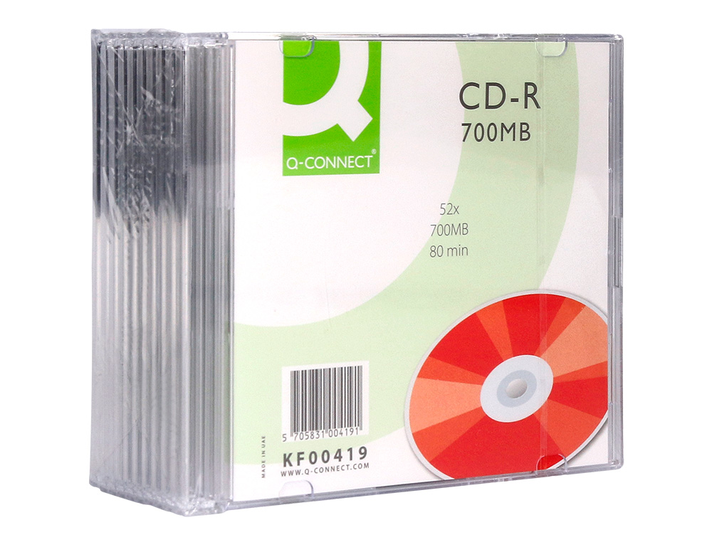 CD-R Q-CONNECT 700MB 80MIN BOTIER SLIM 10 UN