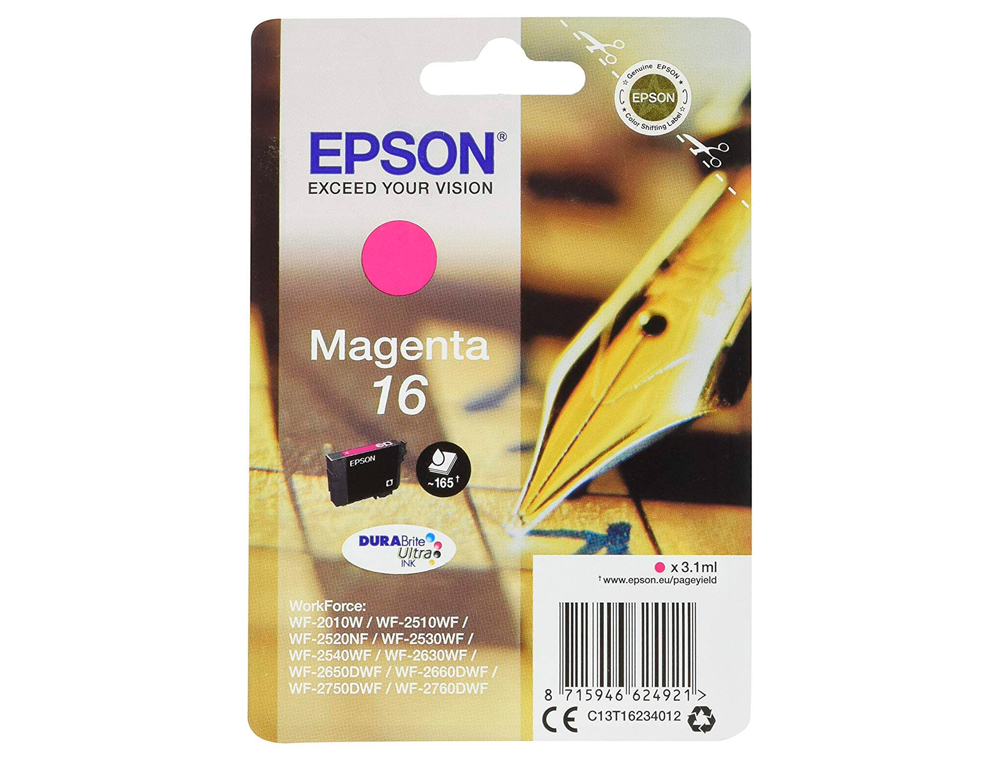 CARTOUCHE EPSON T1623 JET D'ENCRE C13T16234010 COULEUR MAGENTA 165P