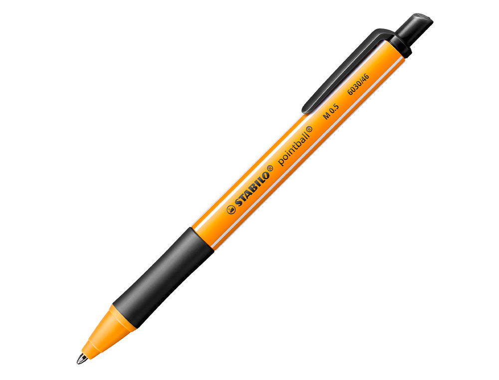 STYLO-BILLE STABILO POINTBALL PLASTIQUE RECYCL 3500M D'CRITURE RECHARGEABLE RTRACTABLE GRIP ANTIDRAPANT NOIR