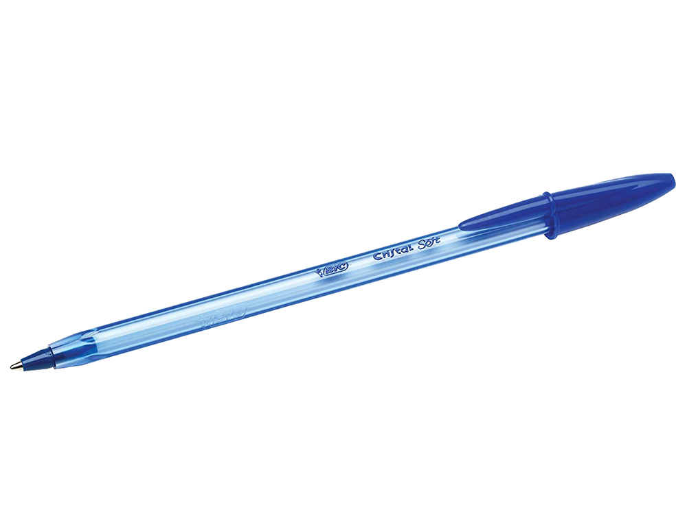 STYLO-BILLE BIC CRISTAL SOFT CRITURE LARGE 0.8MM ENCRE CLASSIQUE BILLE INDFORMABLE CAPUCHON COULEUR ENCRE BLEU