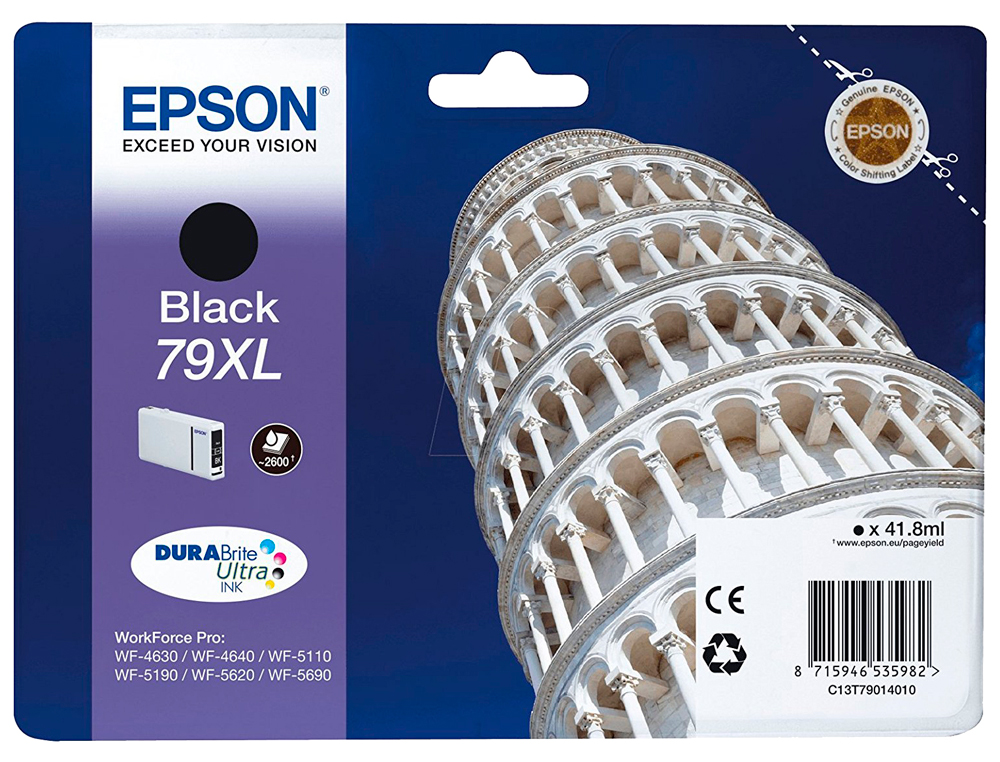 CARTOUCHE EPSON T79XL JET D'ENCRE C13T79014010 COULEUR NOIR HAUTE CAPACIT 2600P
