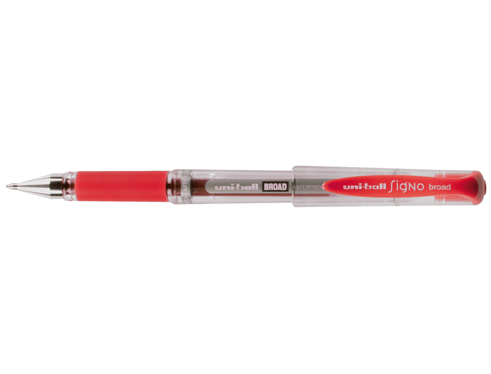 STYLO UNIBALL SIGNO BROAD ENCRE GEL PIGMENTE CRITURE LARGE 0.8MM POINTE 1MM GRIP CAOUTCHOUC RECHARGEABLE ROUGE