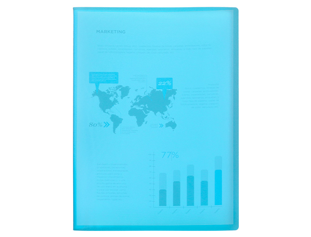 PROTGE-DOCUMENTS LIDERPAPEL POLYPROPYLNE COUVERTURE FLEXIBLE 60 POCHETTES FIXES A4 210X297MM BLEU TRANSLUCIDE