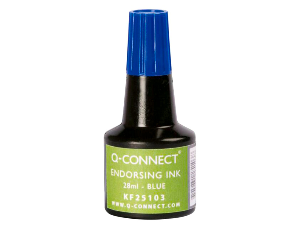 ENCRE À TAMPONS Q-CONNECT POUR FEUTRE OU MOUSSE COLORIS BLEU FLACON 28ML