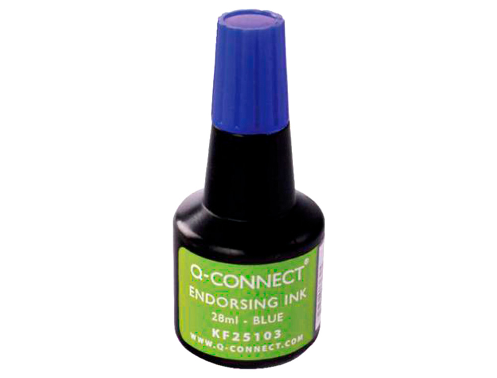 ENCRE À TAMPONS Q-CONNECT POUR FEUTRE OU MOUSSE COLORIS BLEU FLACON 28ML