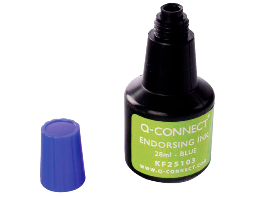 ENCRE À TAMPONS Q-CONNECT POUR FEUTRE OU MOUSSE COLORIS BLEU FLACON 28ML