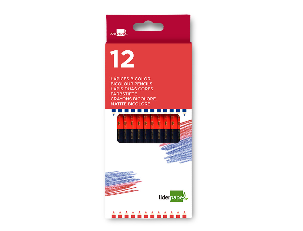 CRAYON GRAPHITE LIDERPAPEL BICOLORE BLEU/ROUGE MINE MOYENNE ULTRA-RSISTANTE BOIS GRANDE QUALIT
