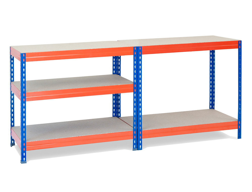 ÉTAGÈRE MÉTALLIQUE AR 5 TABLETTES SUPPORTE 200KG/TABLETTE 180X90X40CM COLORIS BLEU/ORANGE