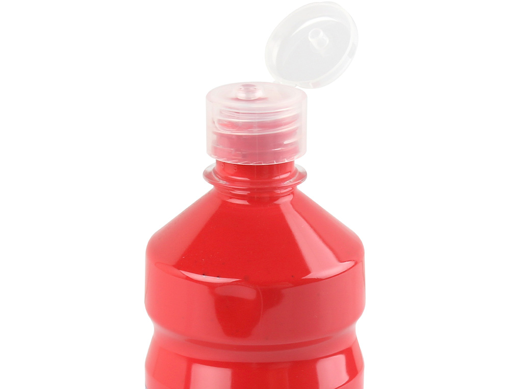 GOUACHE SCOLAIRE LIDERPAPEL LIQUIDE LAVABLE FERMETURE SCURIT BRILLANTE COLORIS ROUGE FLACON 500ML
