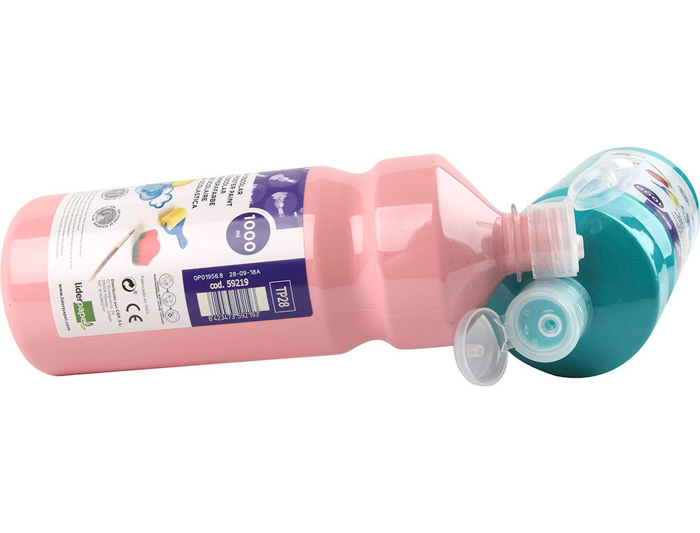 GOUACHE SCOLAIRE LIDERPAPEL LIQUIDE LAVABLE FERMETURE SCURIT BRILLANTE COLORIS NOIR FLACON 1000ML