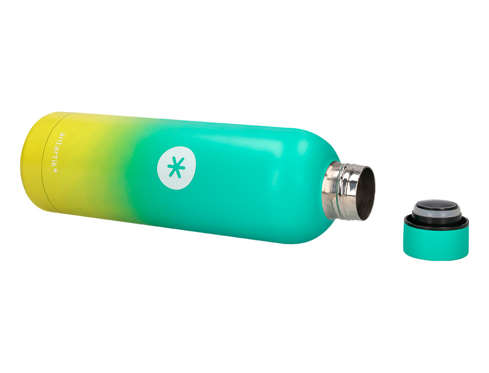 BOUTEILLE ISOTHERME ANTARTIK ACIER INOXYDABLE SANS BPA     750ML COLORIS VERT/JAUNE