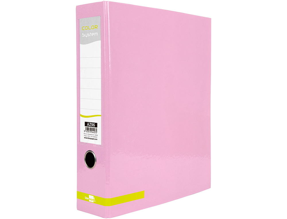 CLASSEUR A LEVIER LIDERPAPEL A4 COLOR SYSTEM DOS DE 80 MM  COLORIS ROSE